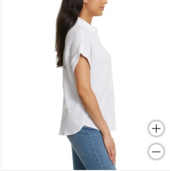 NWT Jessica Simpson Women's Short Sleeve Gauze Top White - Picture 2 of 7